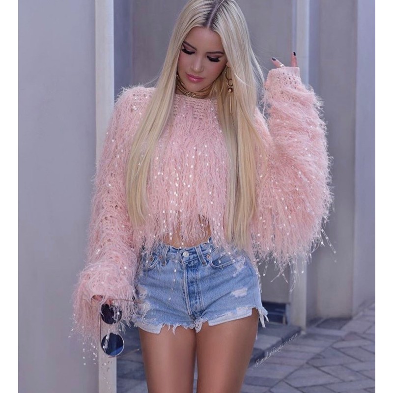 Sweater Coat Factory - OEM Autumn Winter Handmade Fringed Knit Pullover