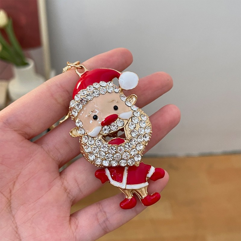 Santa Keychain Manufacturer - OEM Diamond Rhinestone Cute Christmas Gift