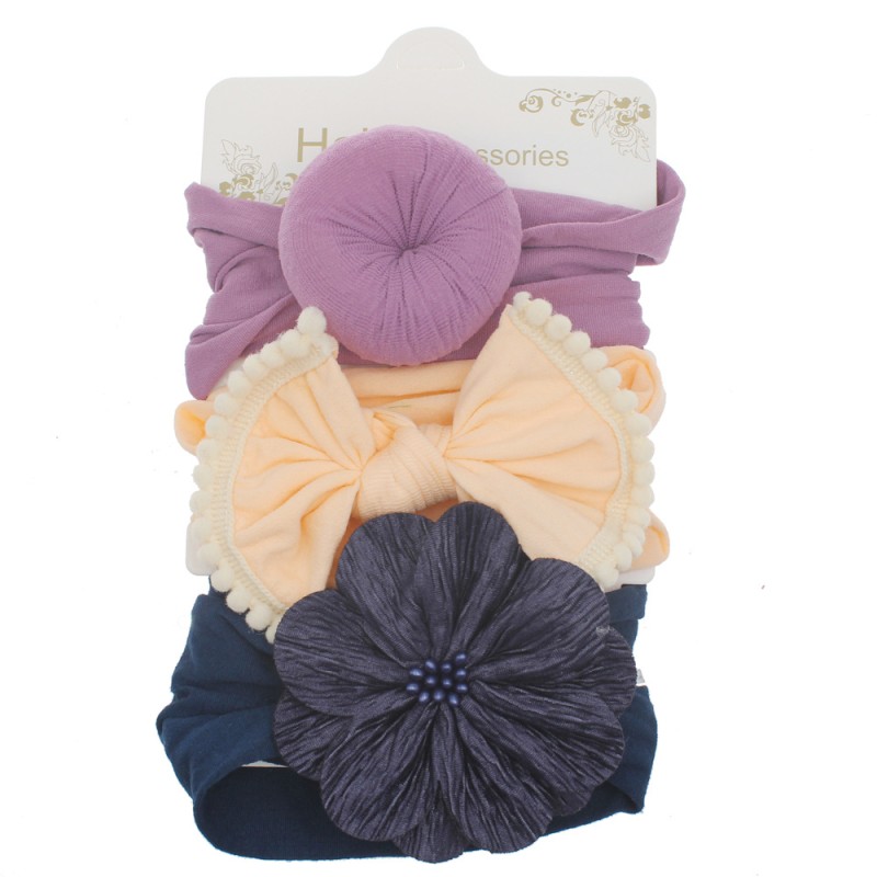 Hairband Sets Factory - OEM 3pcs Colorful Girls Bow Knot Ribbon Headdress
