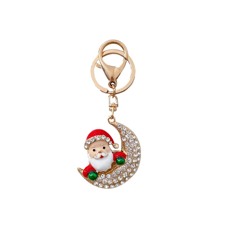 Christmas Pendant Factory - OEM Diamond Santa Man Rhinestone Bag Chain