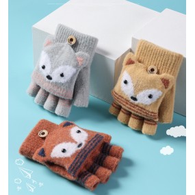 Winter Gloves Manufacturer - OEM Children's Flip Cartoon Knitting Dew Finger