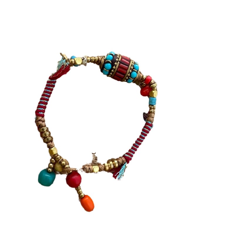 Tibetan Bracelet Manufacturer - OEM Ethnic Vintage Bronze Bell Wax Rope