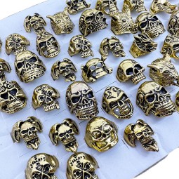 Men's Ring Factory - OEM Retro Gothic Punk Gold Plated Skull Jewelry