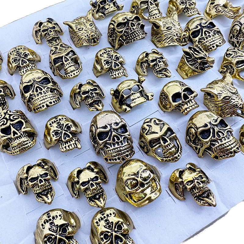 Men's Ring Factory - OEM Retro Gothic Punk Gold Plated Skull Jewelry