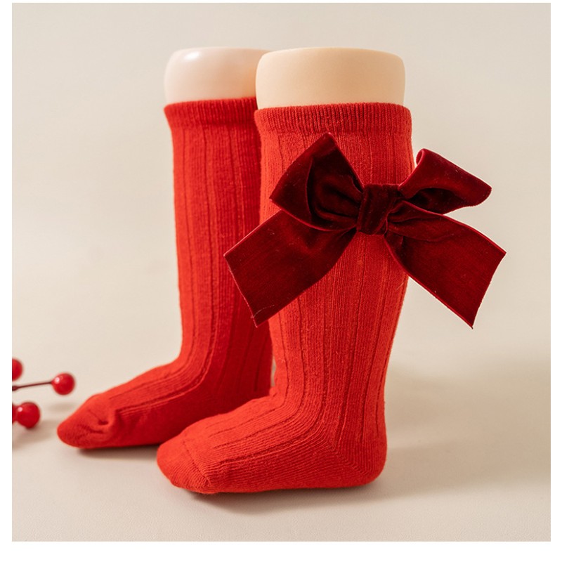 Knitted Socks Factory - OEM Children's Mid-tube Red Christmas Calf Socks
