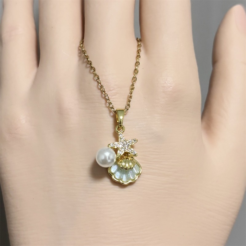 Pearl Necklace Factory - OEM Shell with Pearl Brass Pendant for Women