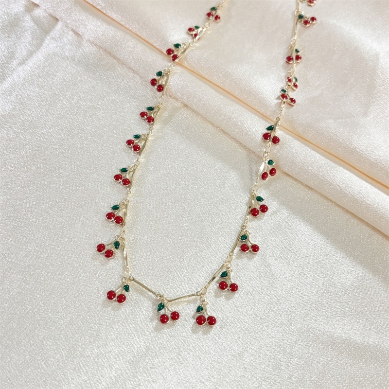 Cherry Necklace Factory - OEM Red Cherry Charms Women Gift Jewelry