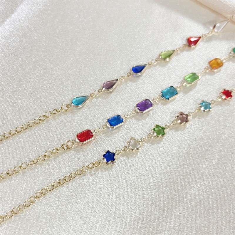 Gold Plated Bracelet Manufacturer - OEM Crystal Multi Colors Square Shapes