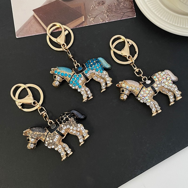 Horse Keychain Manufacturer - OEM Zodiac Pony Alloy Diamond Animal Key Chain