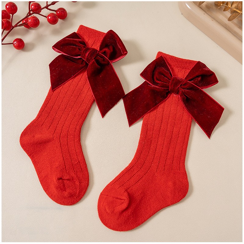 Knitted Socks Factory - OEM Children's Mid-tube Red Christmas Calf Socks