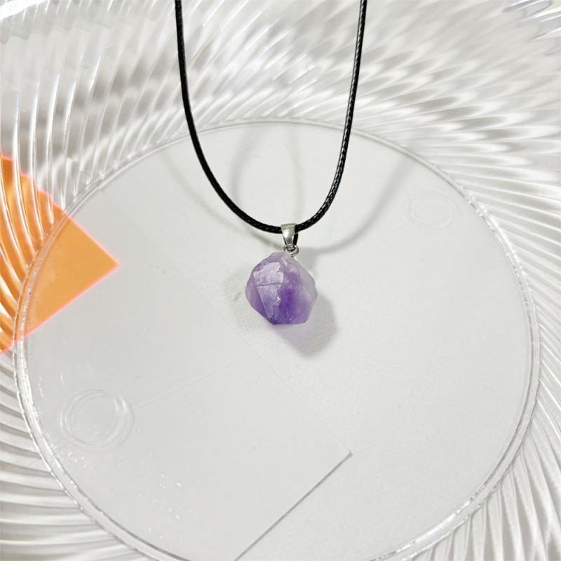 Crystal Necklace Factory - OEM Purple Natural Stone Irregular Shape Women