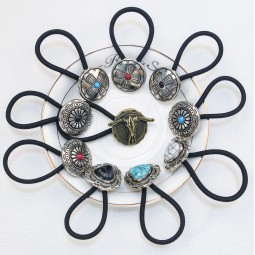 Denim Hair Rope Factory - OEM Retro Pumpkin Flower Turquoise Circle