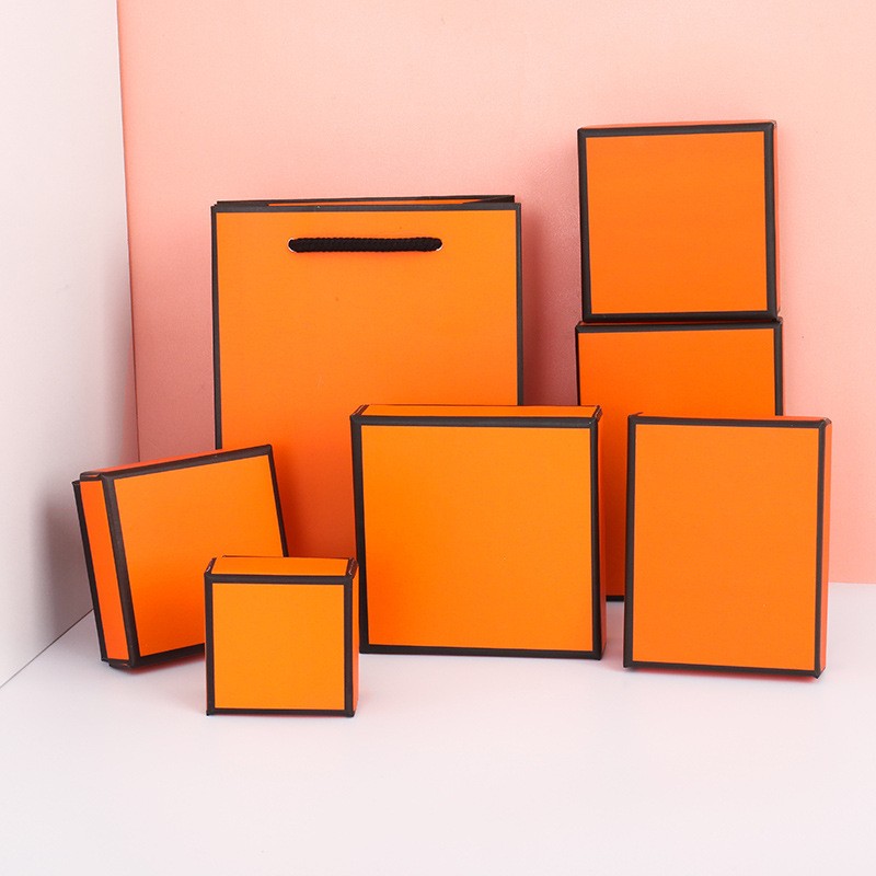 Jewelry Box Manufacturer - OEM Orange Earrings Brooch Ring Gift Wrap Box