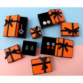 Jewelry Box Manufacturer - OEM Orange Earrings Brooch Ring Gift Wrap Box