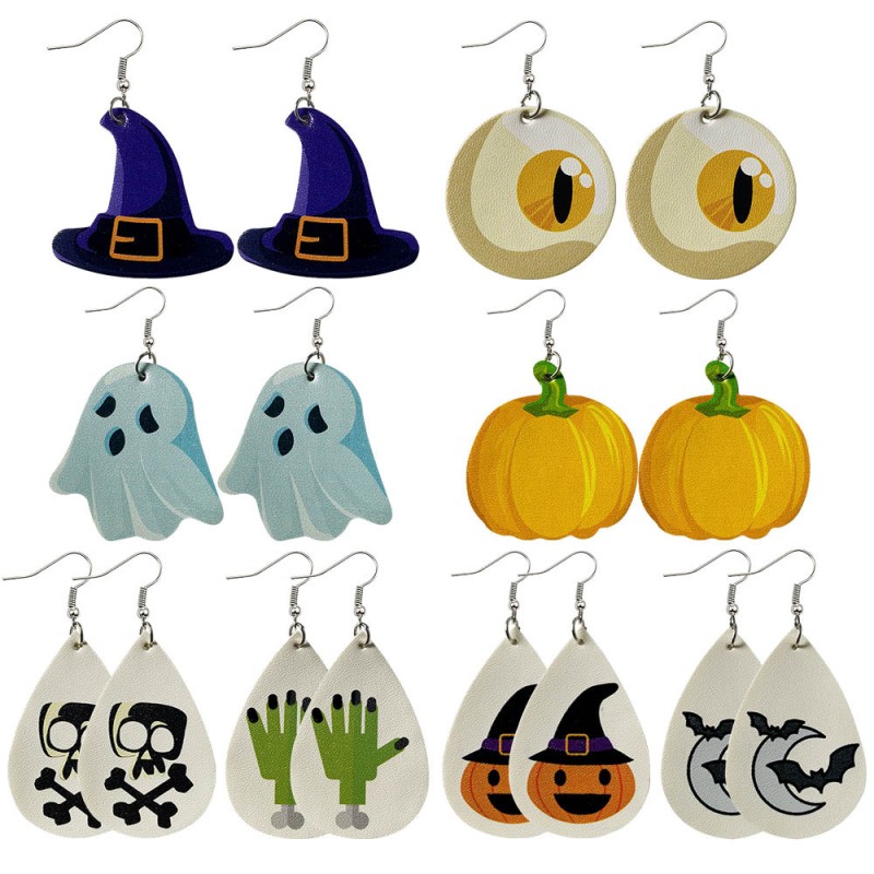 Leather Earrings Manufacturer - OEM Drop-shaped Pumpkin Lamp Double-sided