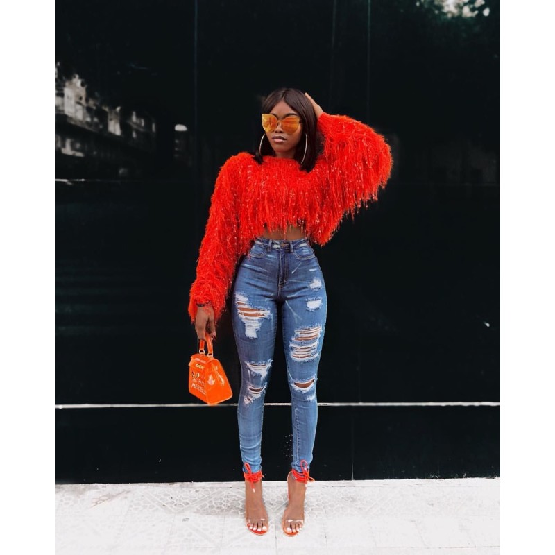 Sweater Coat Factory - OEM Autumn Winter Handmade Fringed Knit Pullover