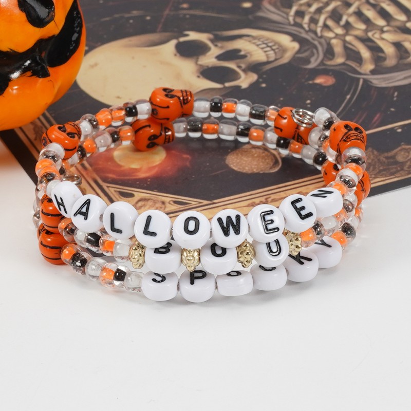Halloween Bracelet Manufacturer - OEM 3PC Clay Letter String Beads Party