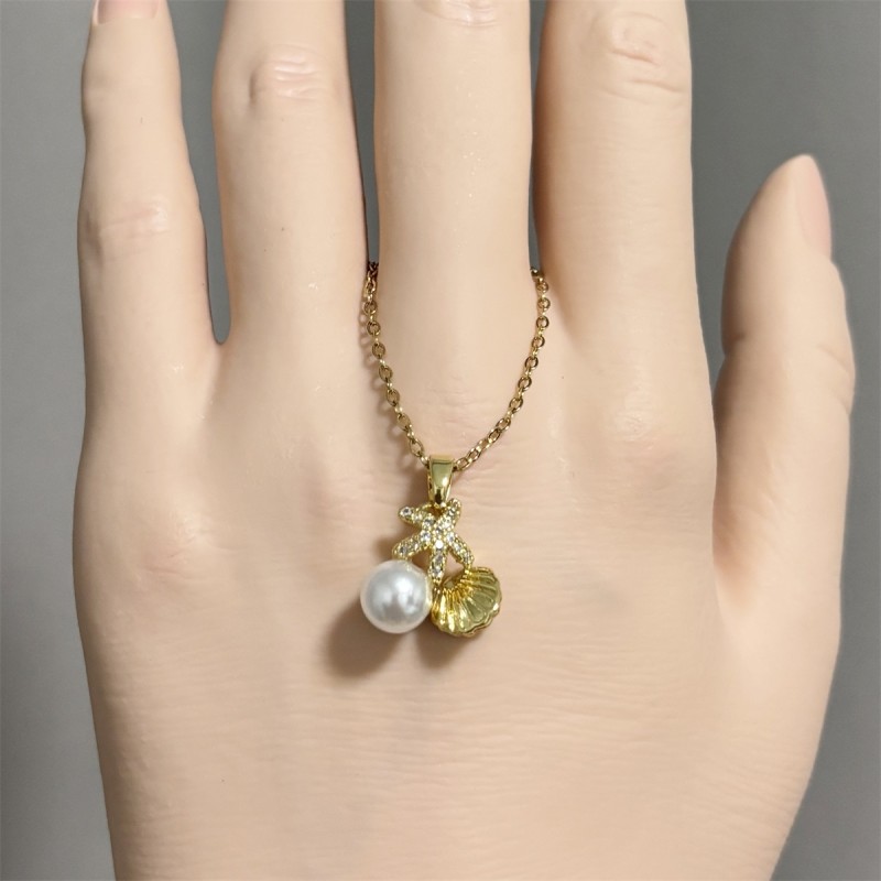 Pearl Necklace Factory - OEM Shell with Pearl Brass Pendant for Women