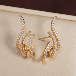 Stud Earrings Factory - OEM Gold Plated Pearl Diamond Earrings for Gifts