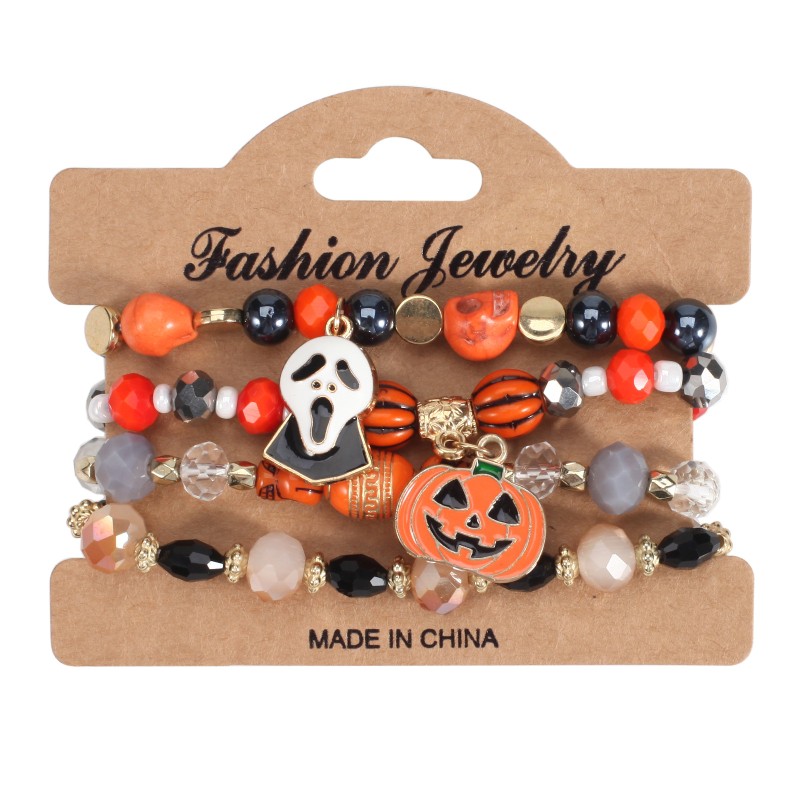 Halloween Bracelet Factory - OEM 4pcs Bat Pumpkin Spider Crystal Clay