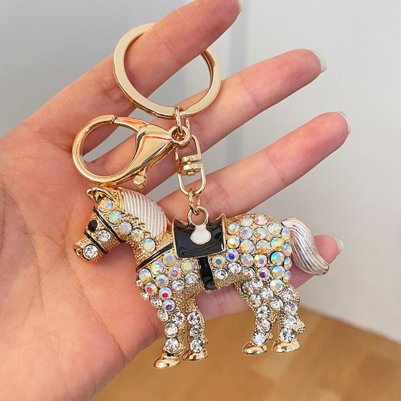 Horse Keychain Manufacturer - OEM Zodiac Pony Alloy Diamond Animal Key Chain