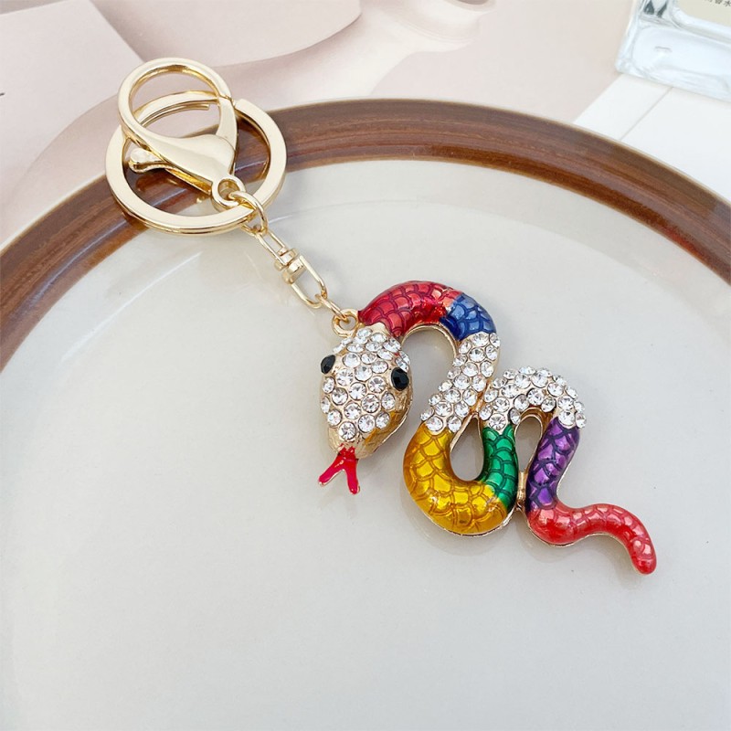 Snake Keychain Manufacturer - OEM Zodiac Diamond Shinny Bag Pendant Keychain