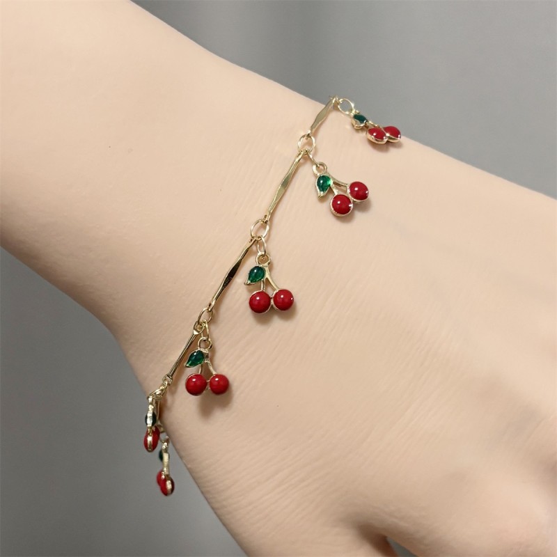 Cherry Bracelet Factory - OEM Red Cherry Pendant Around Chains for Women