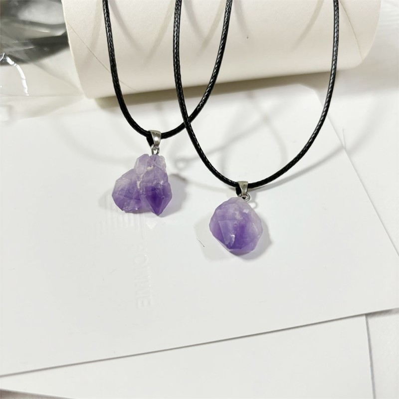 Crystal Necklace Factory - OEM Purple Natural Stone Irregular Shape Women