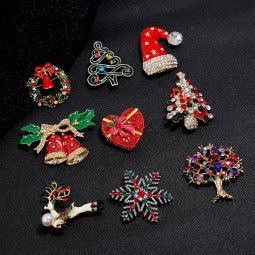 Christmas Brooch Manufacturer - OEM Alloy Rhinestone Hat Clothing Accessories