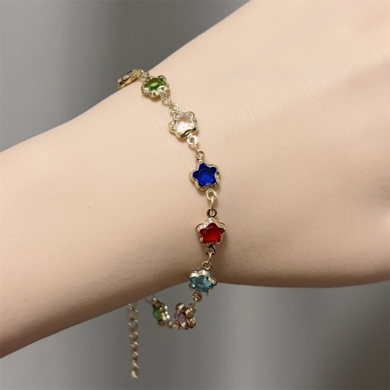 Gold Plated Bracelet Manufacturer - OEM Crystal Multi Colors Square Shapes