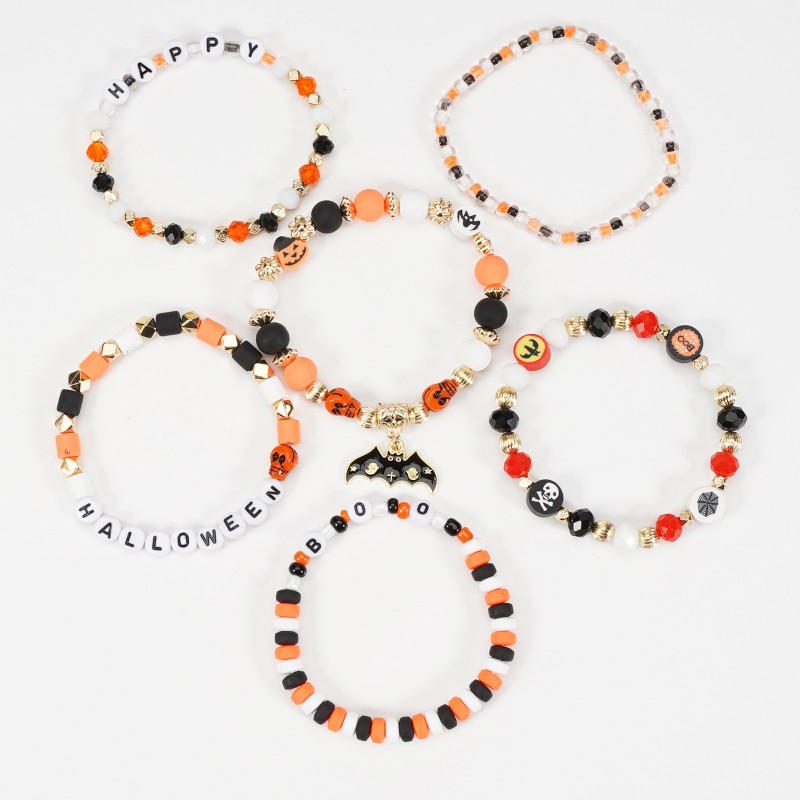 Halloween Bracelet Manufacturer - OEM Crystal Polymer Clay Beaded Bangle