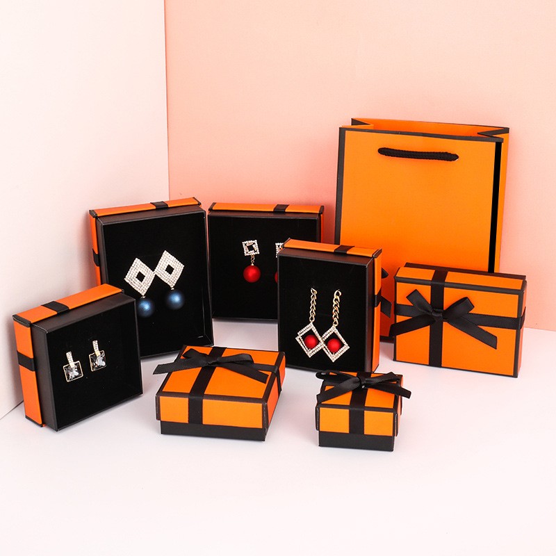 Jewelry Box Manufacturer - OEM Orange Earrings Brooch Ring Gift Wrap Box