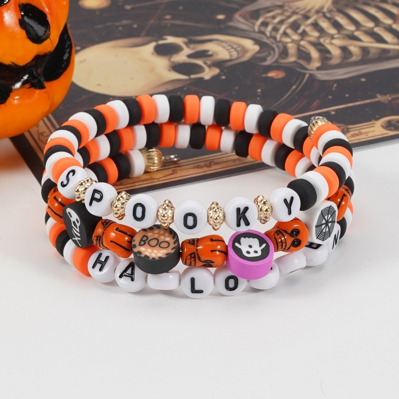 Halloween Bracelet Manufacturer - OEM 3PC Clay Letter String Beads Party