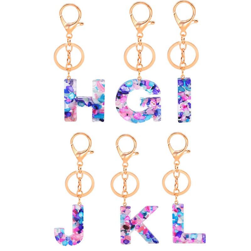 Custom Keychain Factory - OEM 26 Letter Sequins Pendant Gift Key Ring