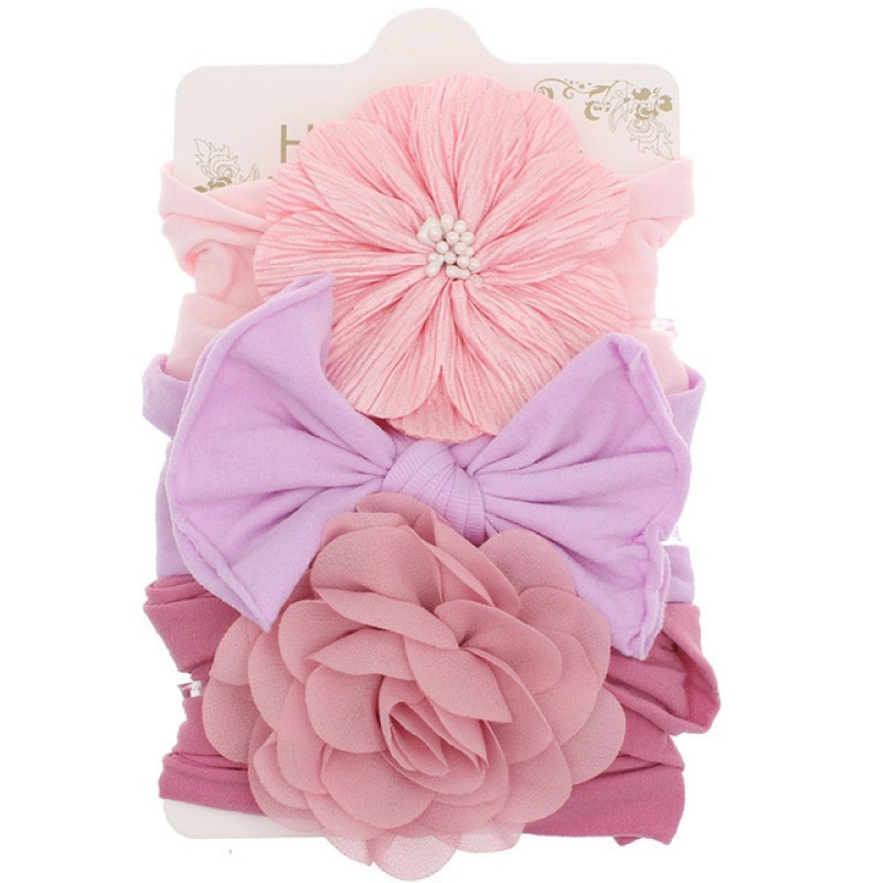 Baby Headband Manufacturer - OEM 3pcs Soft Bow Flower Head Wear