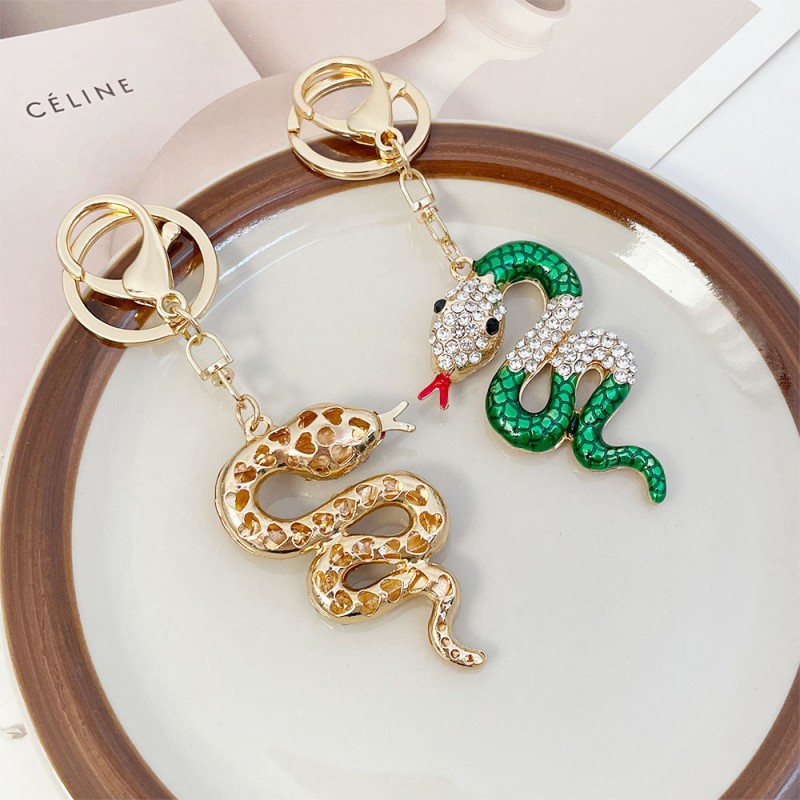 Snake Keychain Manufacturer - OEM Zodiac Diamond Shinny Bag Pendant Keychain