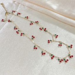 Cherry Necklace Factory - OEM Red Cherry Charms Women Gift Jewelry