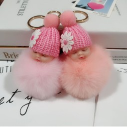 Plush Keychain Manufacturer - OEM Sleeping Flower Doll Hair Ball Pendant