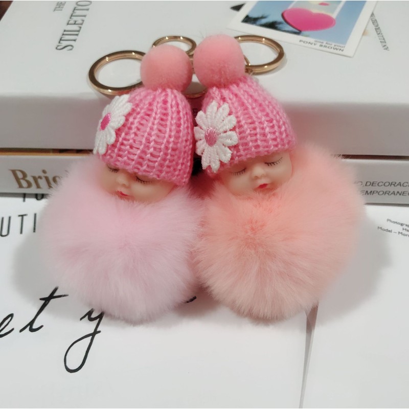 Plush Keychain Manufacturer - OEM Sleeping Flower Doll Hair Ball Pendant