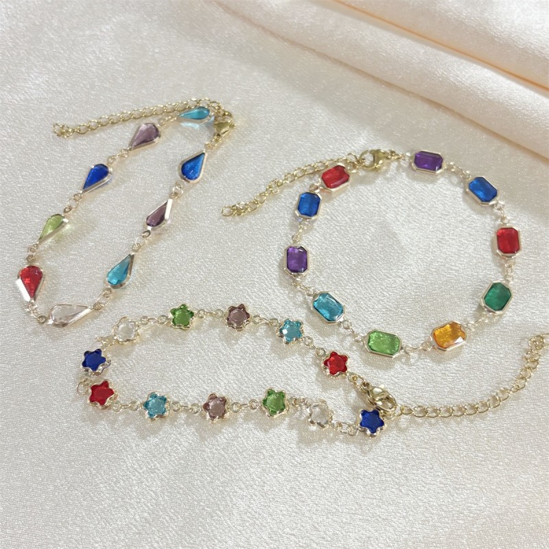 Gold Plated Bracelet Manufacturer - OEM Crystal Multi Colors Square Shapes