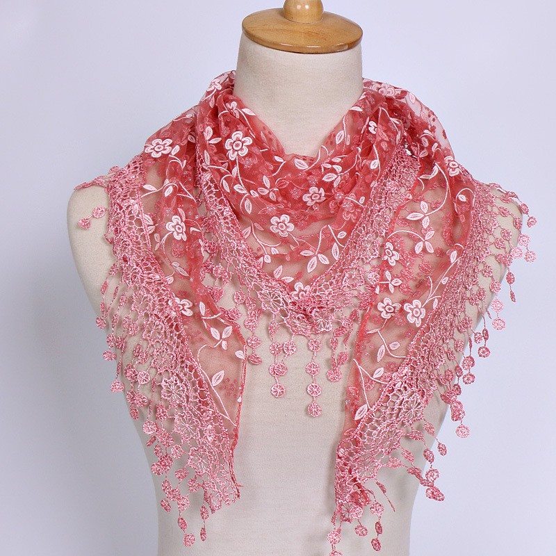 Triangle Scarf Factory - OEM 23 Colors Lace Cutout Solid Color Women