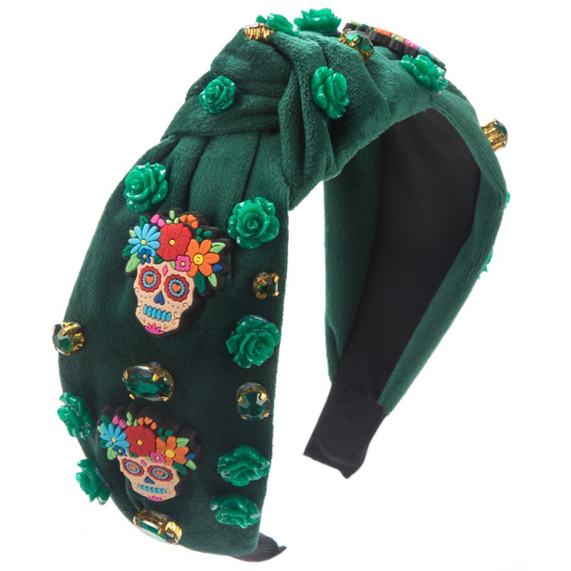 Halloween Headband Factory - OEM Velvet Cartoon Skull Rose Holiday Band