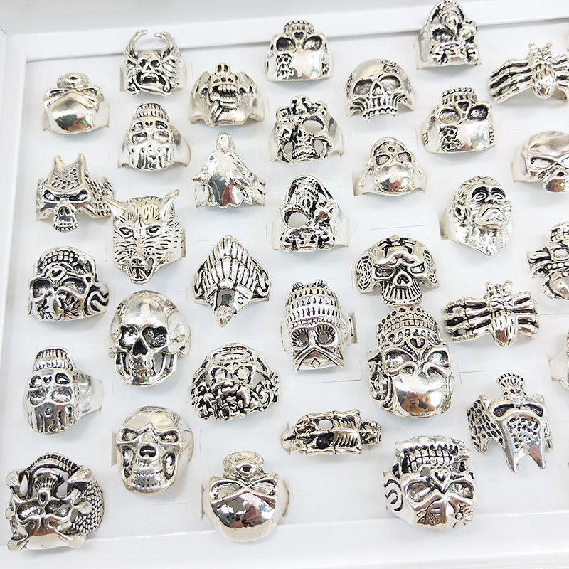 Men's Ring Factory - OEM Retro Gothic Punk Gold Plated Skull Jewelry