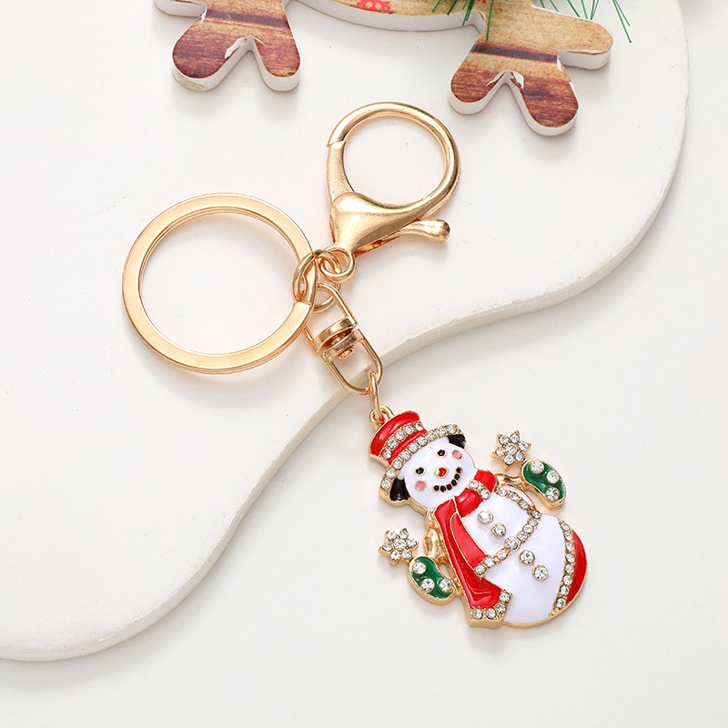 Christmas Keychain Factory - OEM Diamond Santa Elk Snowman Pendant Gift