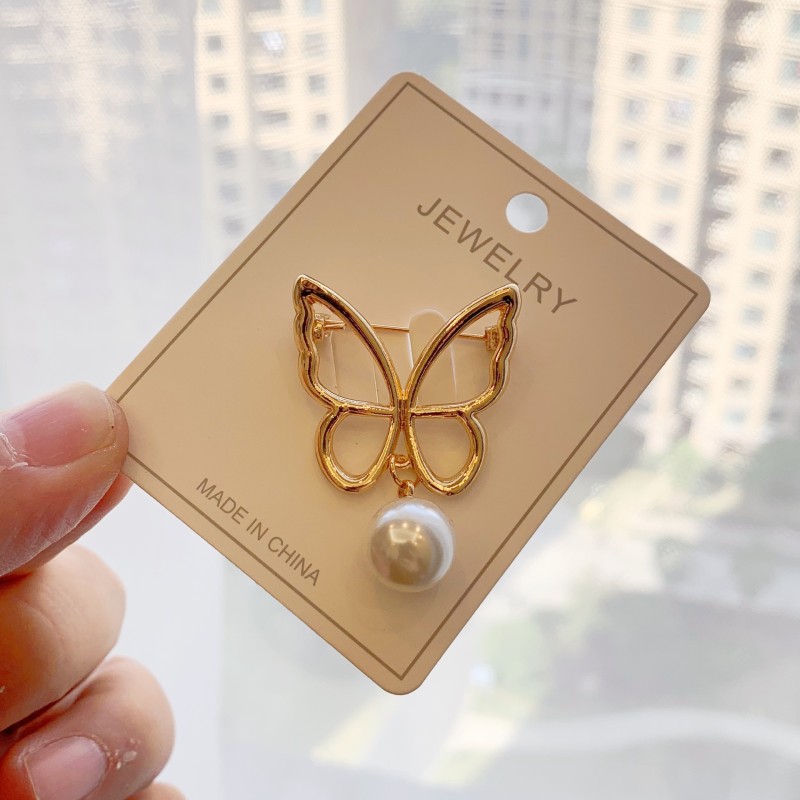 Butterfly Brooch Factory - OEM Metal Bow Brooch with Pearl Accessories