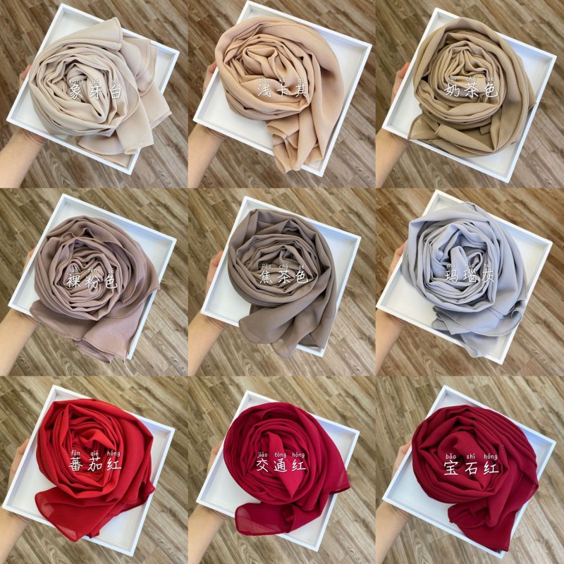 Chiffon Scarf Manufacturer - OEM 54 Colors Solid Headscarf Women Hijab
