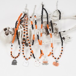 Halloween Necklace Manufacturer - OEM Ghost Pumpkin Pendant Meter Bead Chain