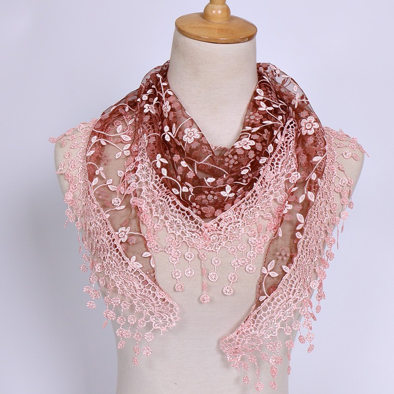 Triangle Scarf Factory - OEM 23 Colors Lace Cutout Solid Color Women