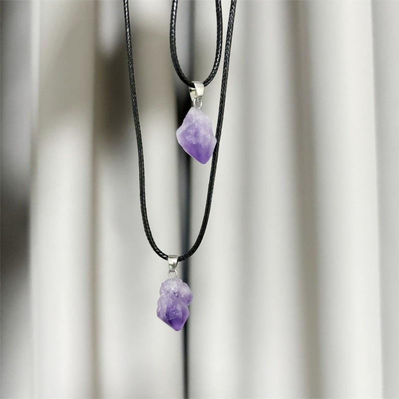 Crystal Necklace Factory - OEM Purple Natural Stone Irregular Shape Women