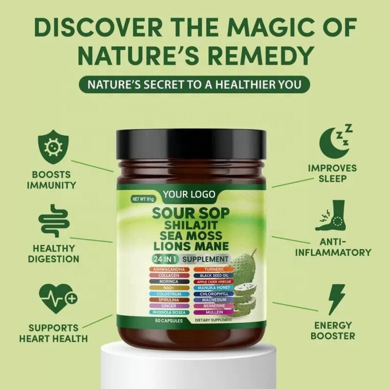 Soursop Capsules Manufacturer - OEM Antioxidant 24 in 1 Improve Sleep Supplement